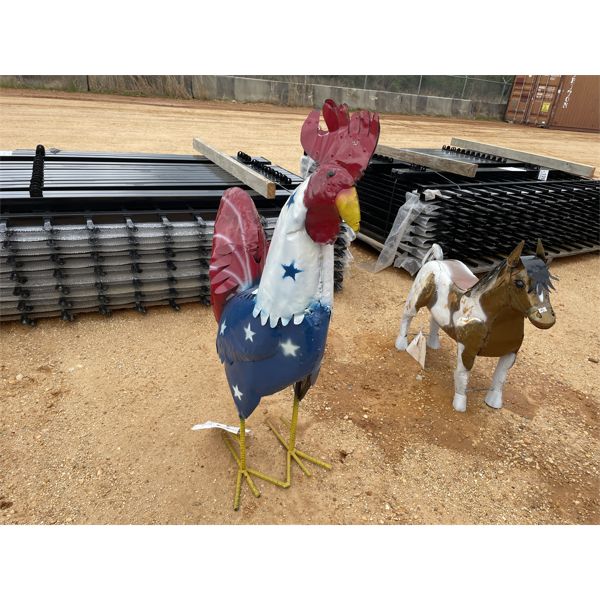 RED, WHITE & BLUE ROOSTER METAL ART