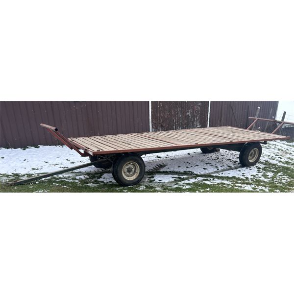 FLAT DECK HAY WAGON - 20 FOOT - GOOD FLOOR & RUNNING GEAR
