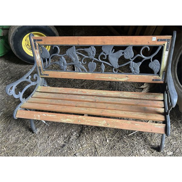 PARK BENCH - 4 FOOT WROUGHT IRON & WOOD