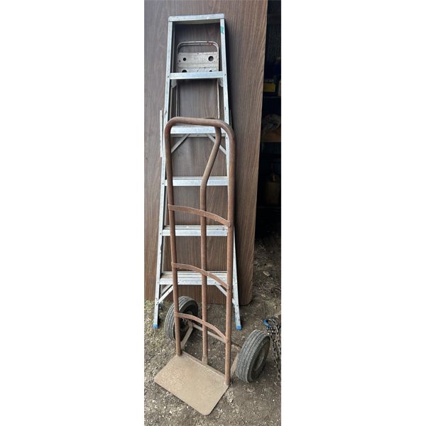 LOT OF 2 - ALUM 6 FOOT STEP LADDER & MOVING DOLLY