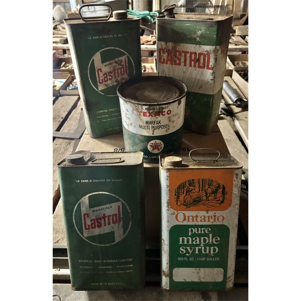 LOT OF 5 - CASTROL & TEXACO TINS