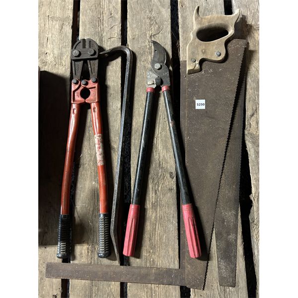 LOT OF 6 - BOLT CUTTERS, SAWS, ETC