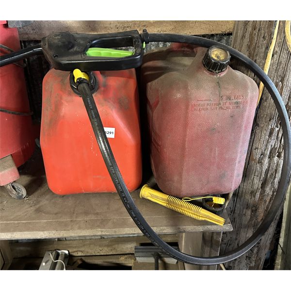 LOT OF 2 - FUEL CANS - POLY - W / NOZZLE