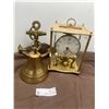 Image 3 : Assorted Brass Home Decor - Anniversary Clock & 2 White Owl Statues
