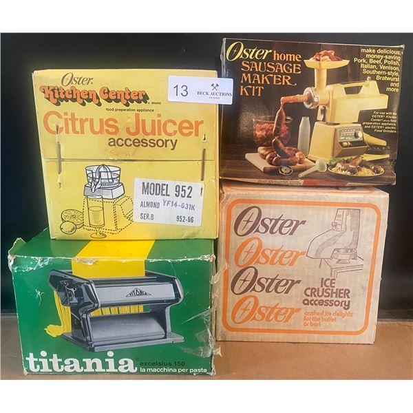 Oster Kitchen Appliances - Ice Crusher, Citrus Juicer, Sausage Maker & Pasta Maker