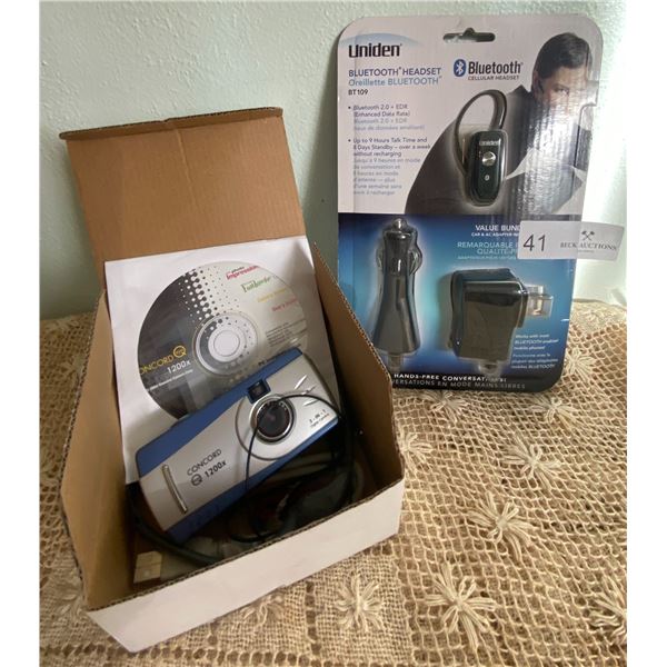 Uniden Bluetooth Cellular Headset & Concord 1200x Digital Camera
