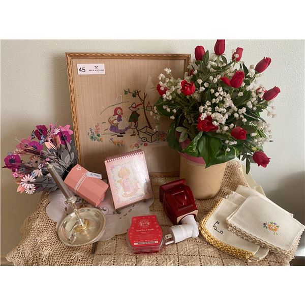 Assorted Home Decor & Vintage Handkerchiefs