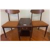 Image 1 : 2 Mid Century Modern Chairs 33H & Chestnut End Table 15Wx25Dx21H