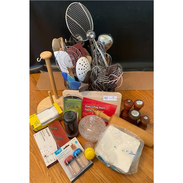 Assorted Kitchen Utensils, Salt & Pepper Shakers & More