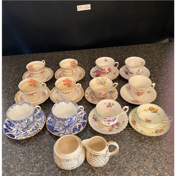 Collection Of Tea Cups & Saucers From England, Royal Albert, James Kent & Paragon