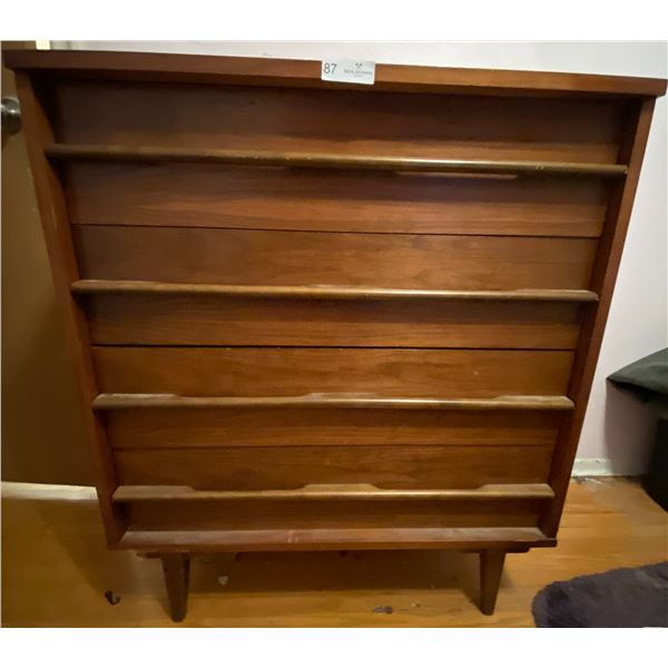 Mid Century Teak 4 Drawer Dresser 34Wx18Dx40H