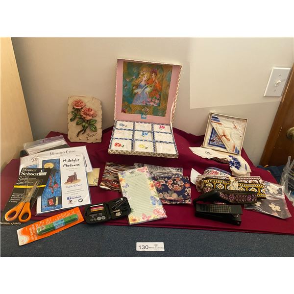 Vintage Handkerchiefs From 1934 Hand Painted Rose Art Quilt Making Vintage handkerchiefs from 1934 hand painted rose art quilt making