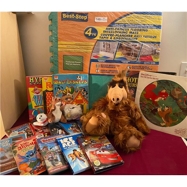 2 Walt Disney Records, Vintage Coloring Books, Anti Fatigue Floor Mats, DVDs & Alf Doll