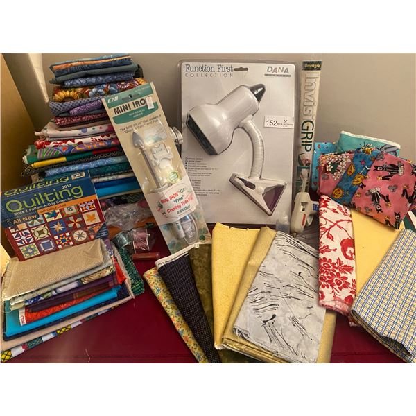 Brand New Clip On Lamp, Brand New Mini Iron, & Quilting Supplies