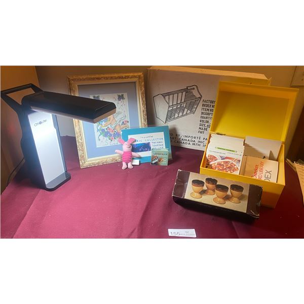 OttLite Lamp, Brand New Magazine Rack, Vintage Betty Crocker Recipe Box & More