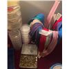Image 4 : Assorted Quilting Fabrics, Assortment Of Zippers, Thread, Buttons, Lamp, & More