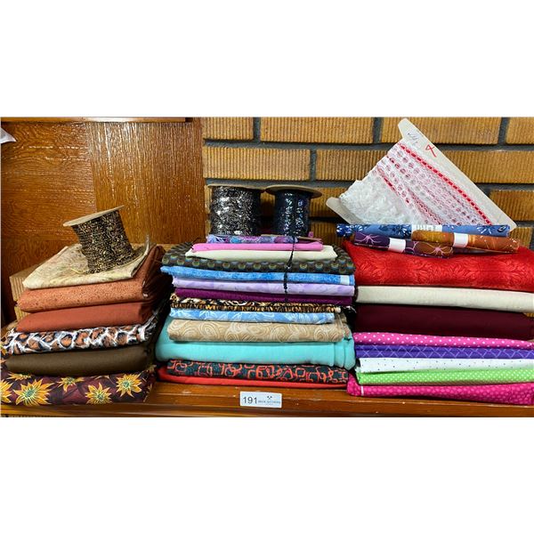 Assorted Quilting Fabric - Assorted Colors, Sizes & Ribbon