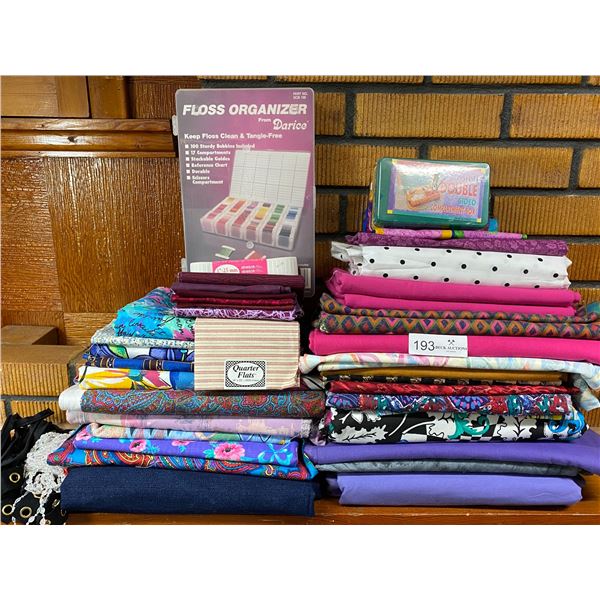 Assorted Quilting Fabric - Assorted Colors, Sizes & Storage Containers