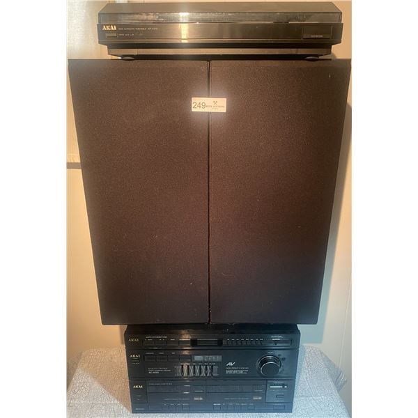Akai Tuner Stereo Remote Control Dual Cassette w Turntable AP A510  AL A510 Equinox Speakers
