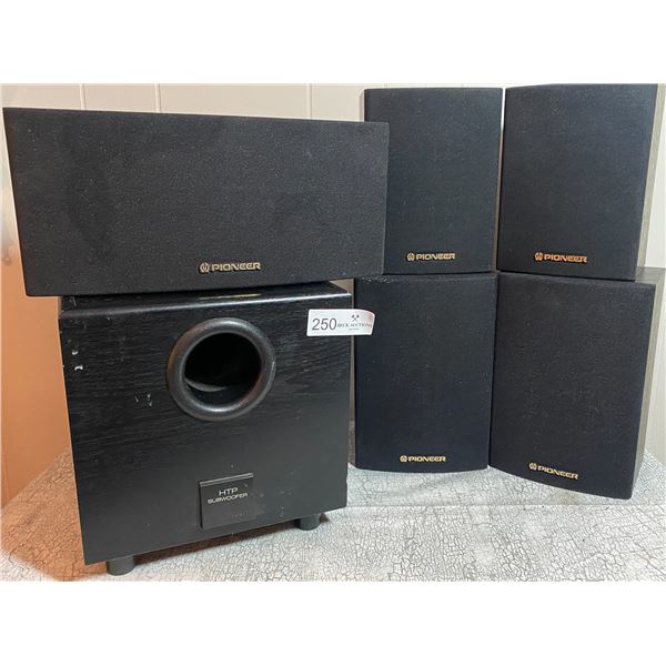 Pioneer Surround Sound Speakers Model No  HTP1O2 SW