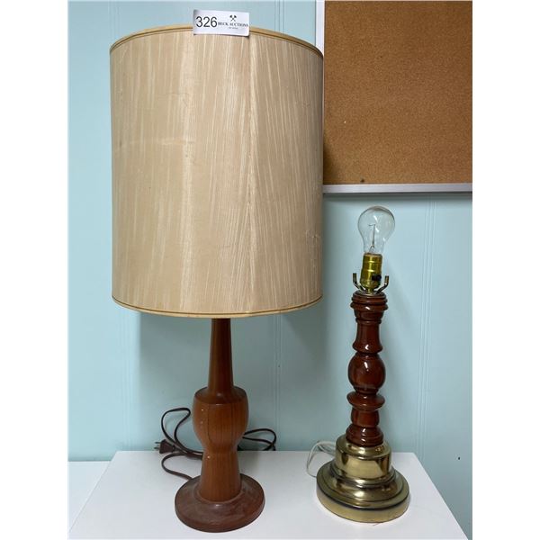 2 Dark Wooden Vintage Lamps