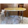 Image 1 : Beautiful Vintage Gold Marble Like Table With Leaf, Great Condition 47L x 30W  x30H