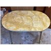 Image 2 : Beautiful Vintage Gold Marble Like Table With Leaf, Great Condition 47L x 30W  x30H