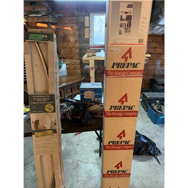 Brand New Bookcase 27.5Wx68Hx9.5D, Shower Rod (60 inches) & More