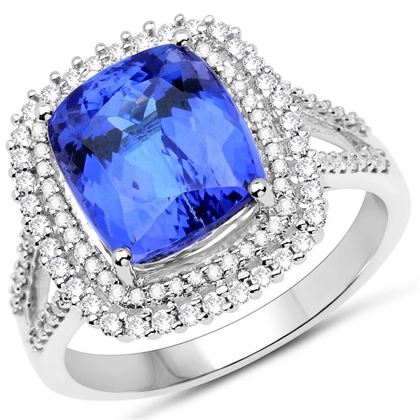 5.8ct Tanzanite 14K White Gold Ring