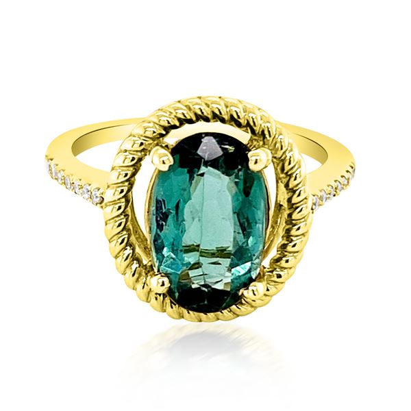 2.8ct Natural GREEN TOURMALINE 14K Yellow Gold 3.51gm Ring