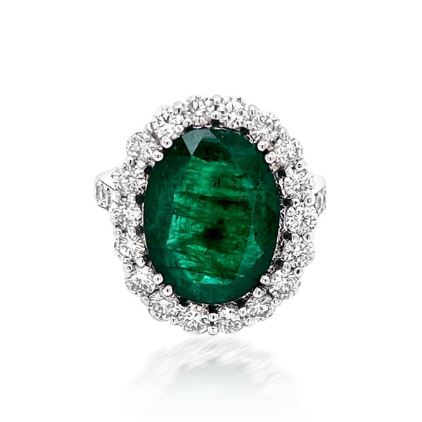 4.83ct Natural Emerald 14K White Gold 6.4gm Ring