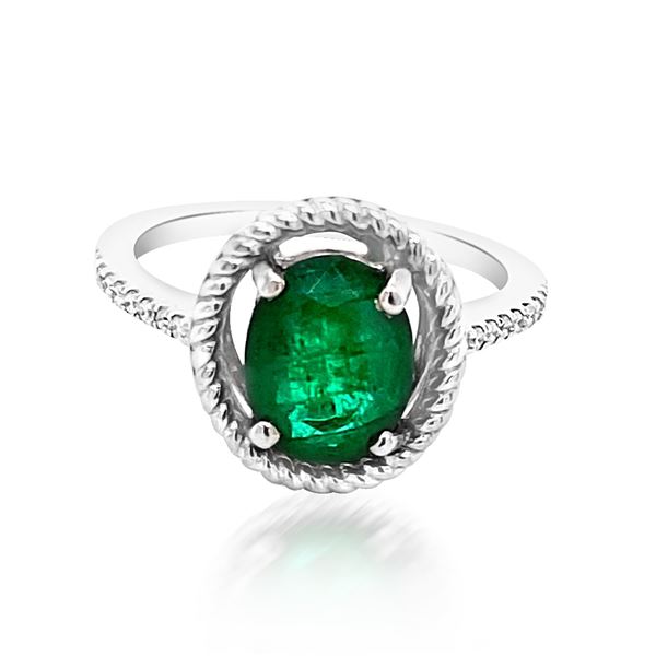 1.77ct Natural Emerald 14K White Gold 2.99gm Ring