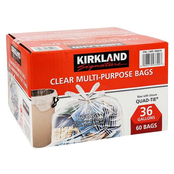 NEW KIRKLAND CLEAR MULTI-PURPOSE GARBAGE BAGS