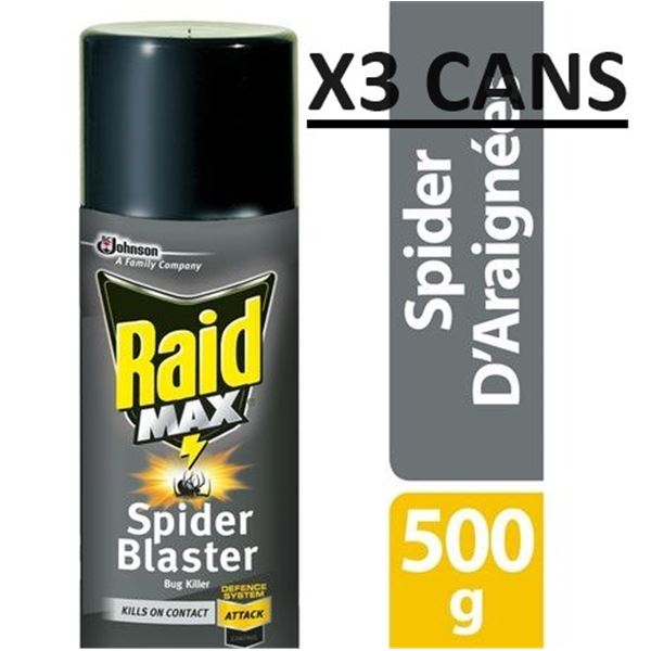 NEW SET OF 3 CANS OF RAID MAX SPIDER BLASTER SPRAY