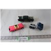 Image 1 : (3) Toy Metal Vehicles - Semi Tractor, Pink Convertible, 57 Chevy