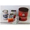 Image 1 : (5) Vintage Auto Tins - Prestone Anti-Freeze Can n- Bulldog Anti-Freeze Tin - 2 Cycle Oil Tin - Fuel