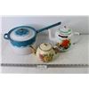 Image 1 : YU-Brand Enamel Tea Pot - Enamel Pot w/Lid (has a hole in bottom) - Gibson's Ceramic Tea Pot