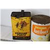 Image 5 : (4) Auto Related Tins - MM Hydraulic Fluid Can - Pioneer Anti-Freeze - Rislone Engine Treatment Tin 