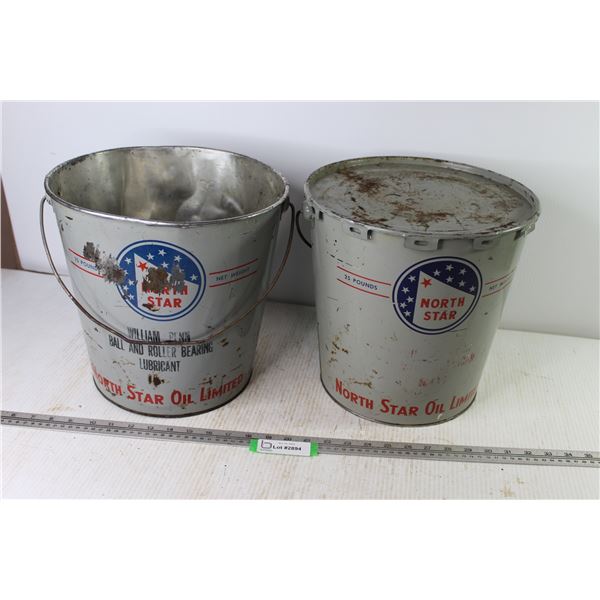 (2) North Star Bearing Lubricant Buckets (one is dented - one has lid)