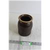 Image 1 : Small Stoneware Brown Glaze Crock - Has Crack