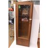 Image 1 : * Wooden Rifle Storage Cabinet with Wildlife Decorations - 11" x 24" x 71" Tall, Has Key