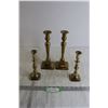 Image 1 : (2) Pairs Victorian Push-Up Brass Candlesticks