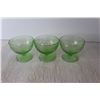 Image 3 : (5) Uranium Depression Glass Sherbet Dishes - Florentine Pattern