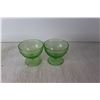 Image 4 : (5) Uranium Depression Glass Sherbet Dishes - Florentine Pattern