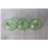 Image 5 : (5) Uranium Depression Glass Sherbet Dishes - Florentine Pattern
