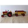 Image 2 : Metal Toy Tractor With Metal Wagon - European Made