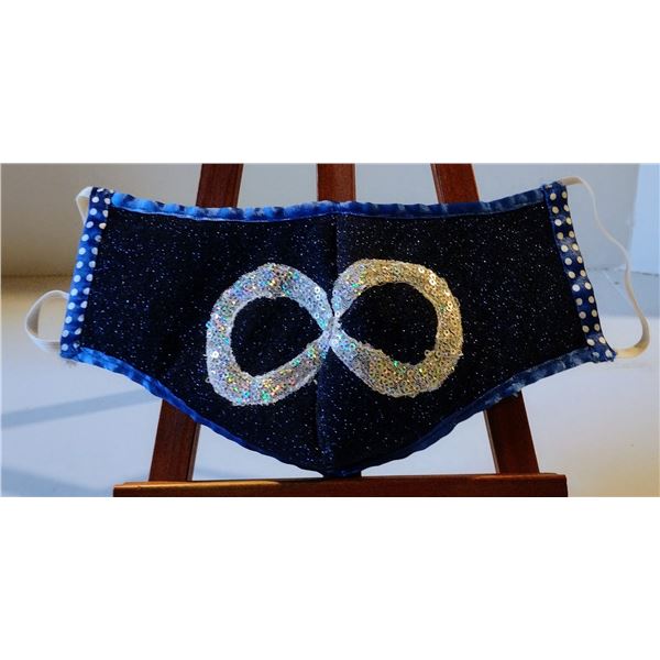 Metis Infinity Sign Mask with a Metis infinity symbol on a blue background (not used ...