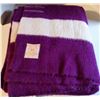 Image 1 : Queen Elizabeth Hudson Bay Company coronation blanket, 1953. Royal Purple with white stripes, 4 poin