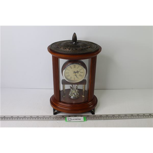 Bombay Quartz Clock Wooden Body w/Metal Legs & Top Piece (running)