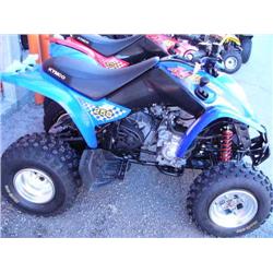 2004 Blue Kymco Mongoose 250 4-wheeler CBT Drive, Full Suspension 4 stroke Engine, Liquid Cooled, Fr